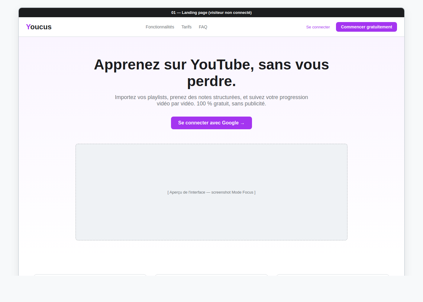 Wireframe : la page d'accueil